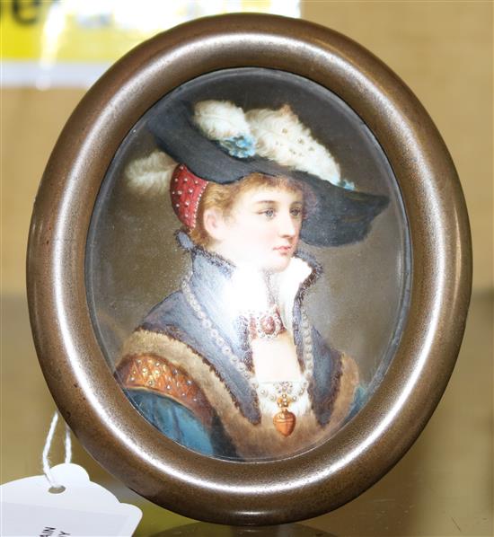 German porcelain plaque of a lady